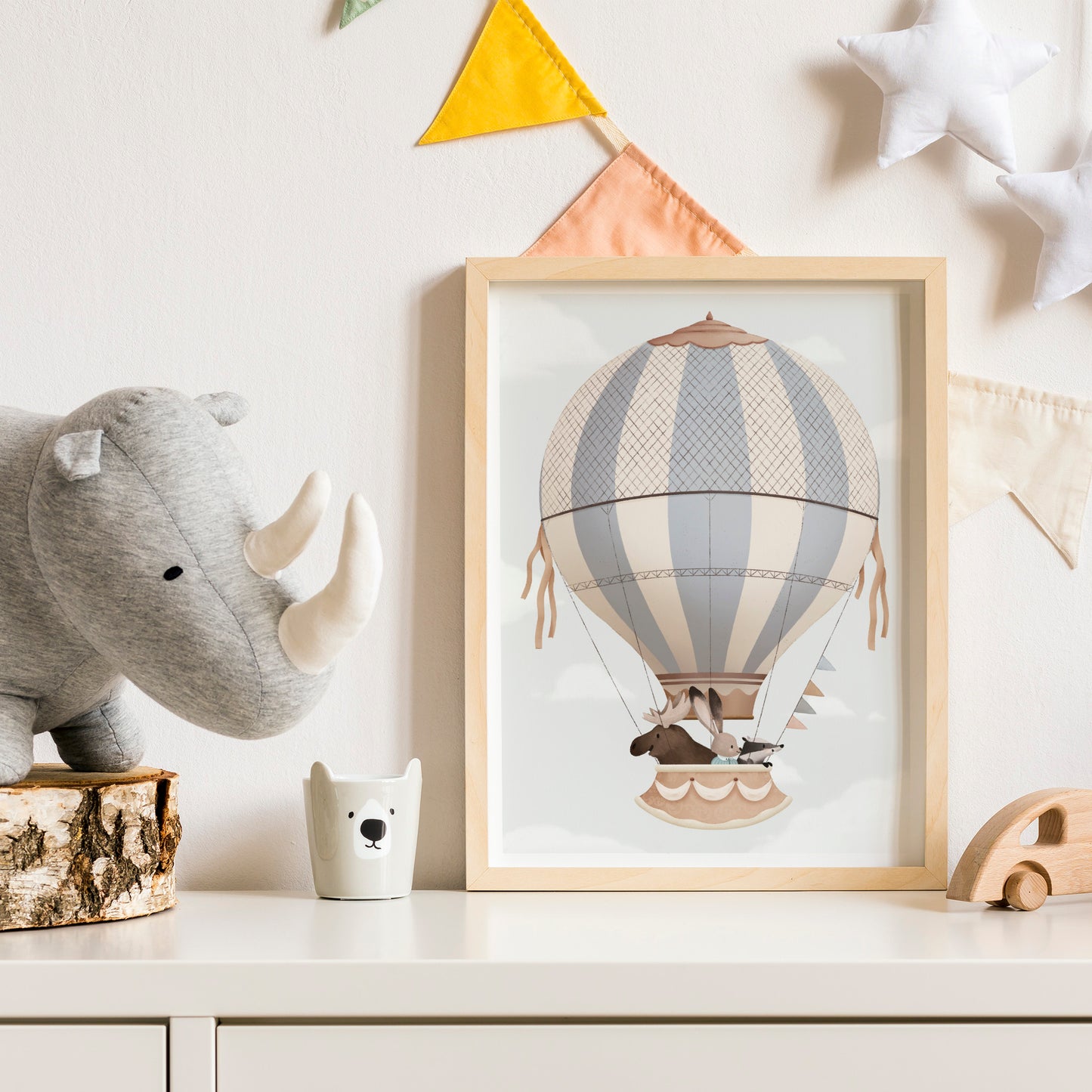 Blue Hot Air Balloon Nursery Print