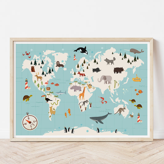 Map of the world in blue