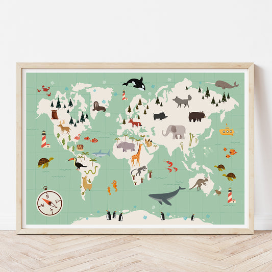 Map of the world in green