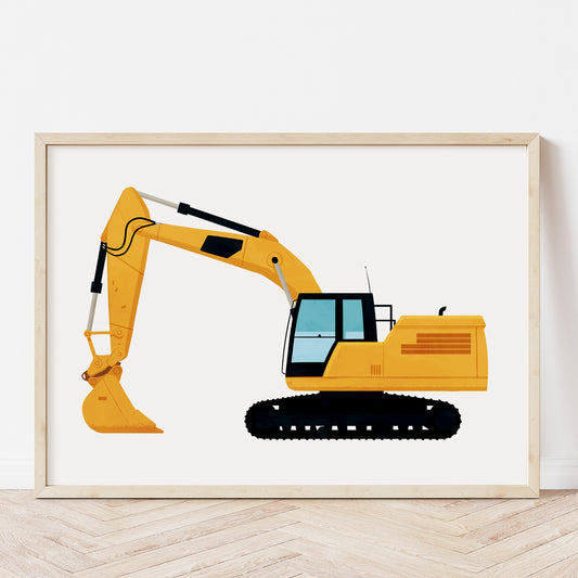 Excavator nursery print