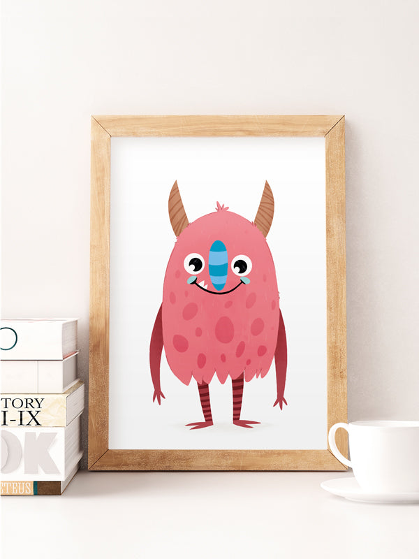 Silly pink monster print