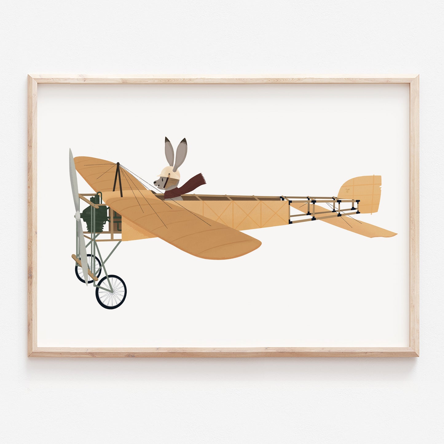 Yellow vintage airplane nursery print