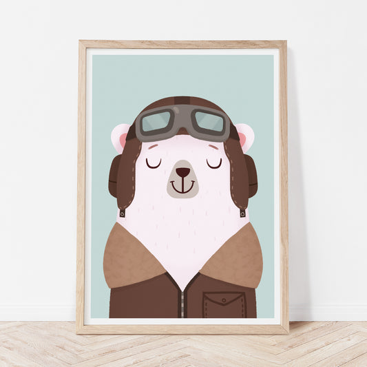 Pilot bear nursery print