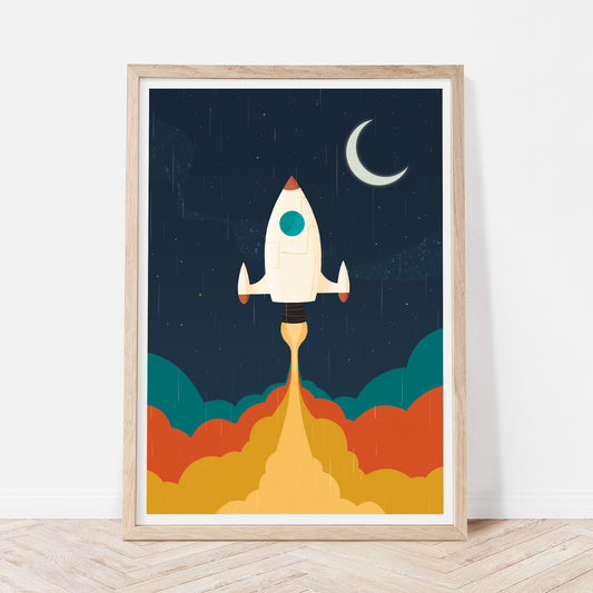 Spaceship nursery wall