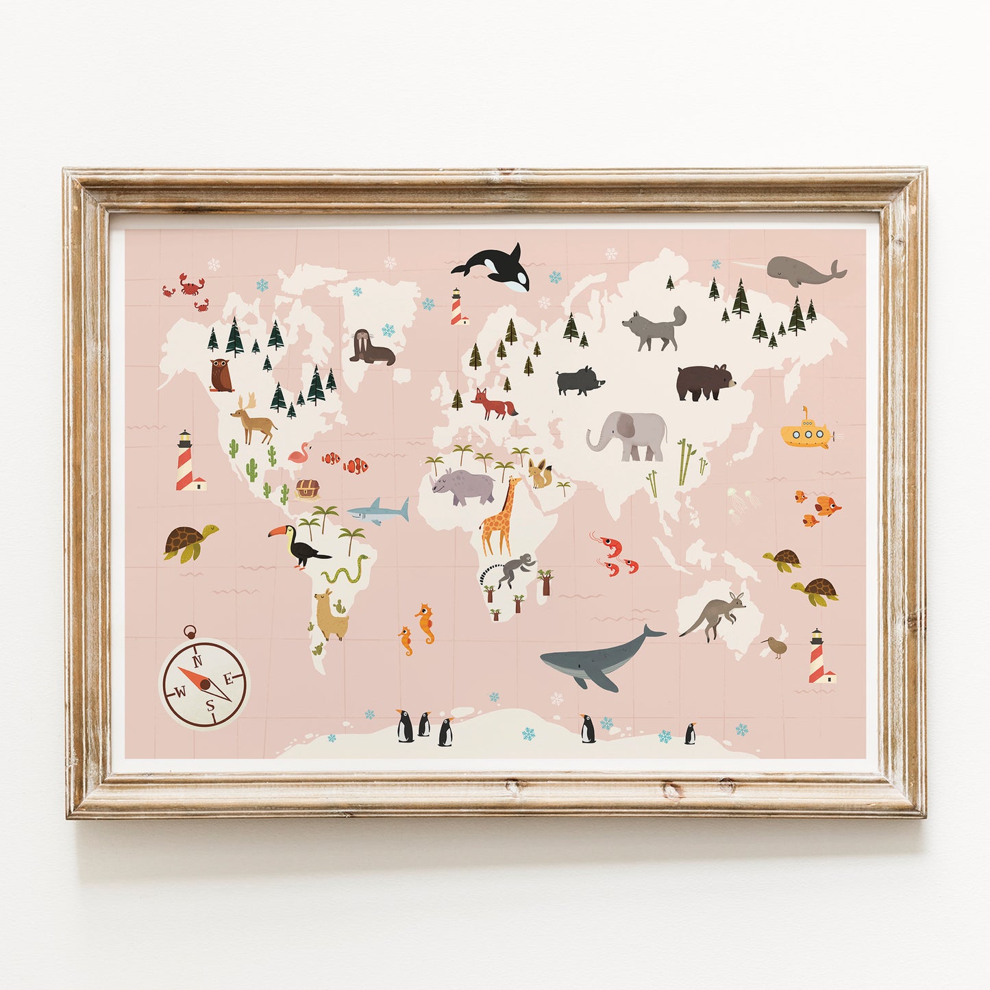 Map of the world in pink