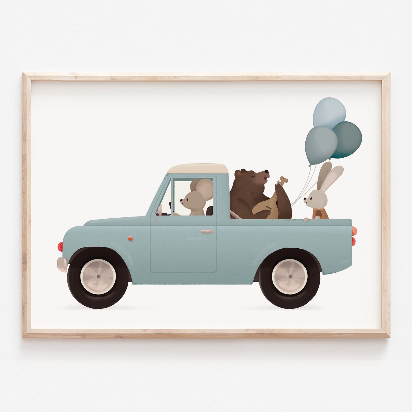 Whimsical animals - Blue pickup print