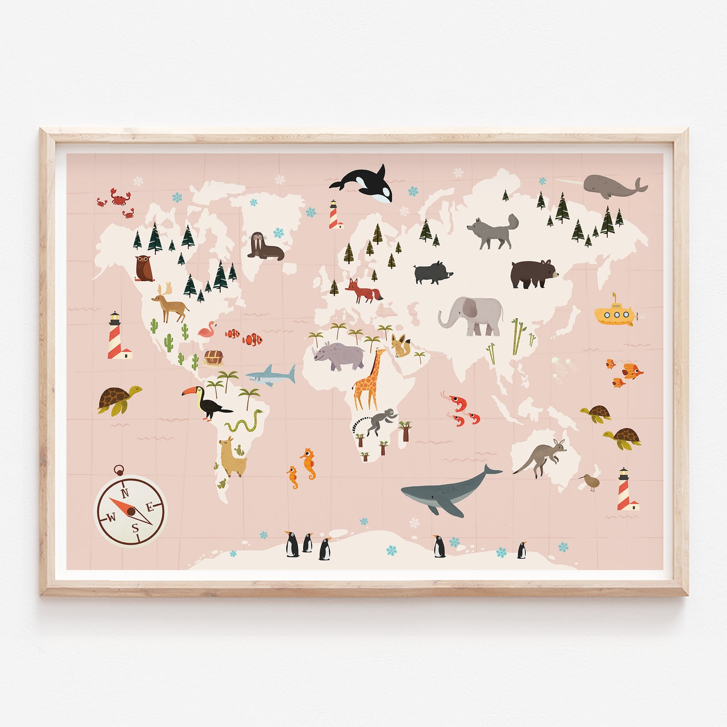Map of the world in pink