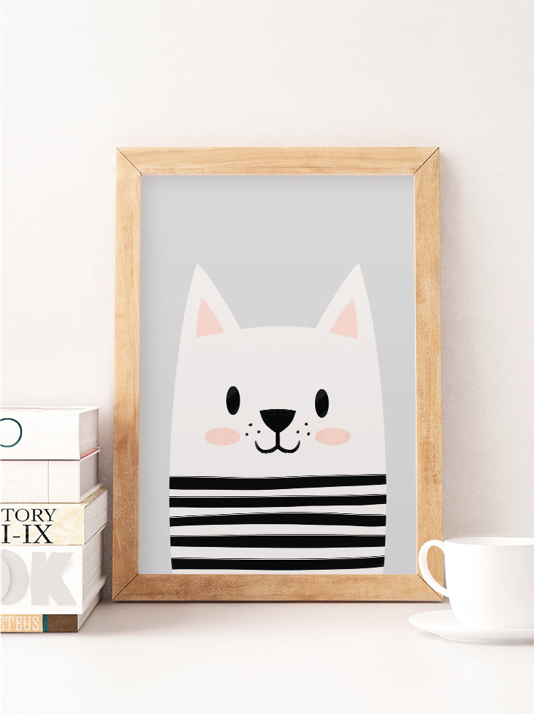 White cat print