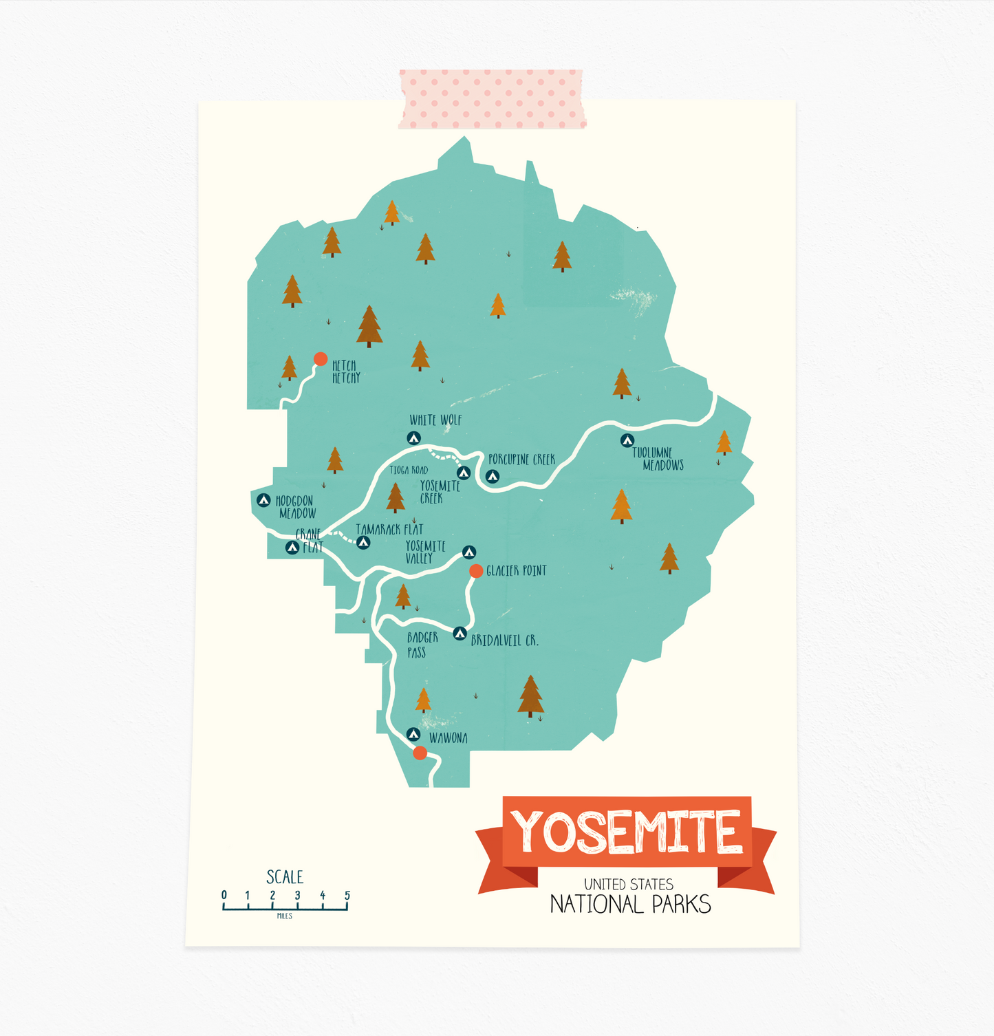 Yosemite natural park print
