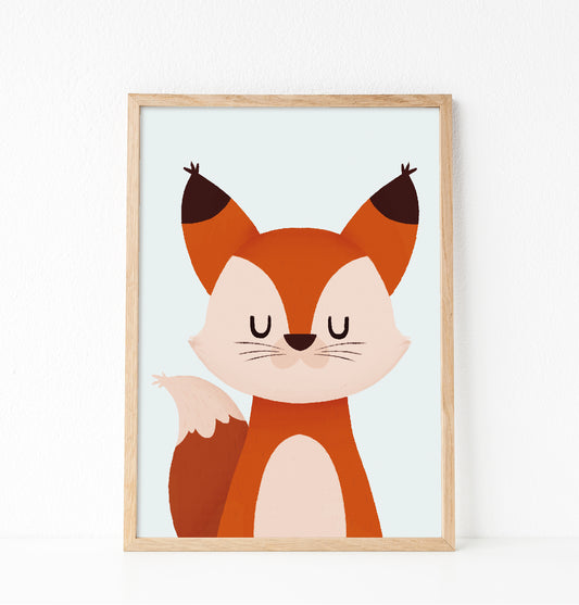 Red fox peekaboo print