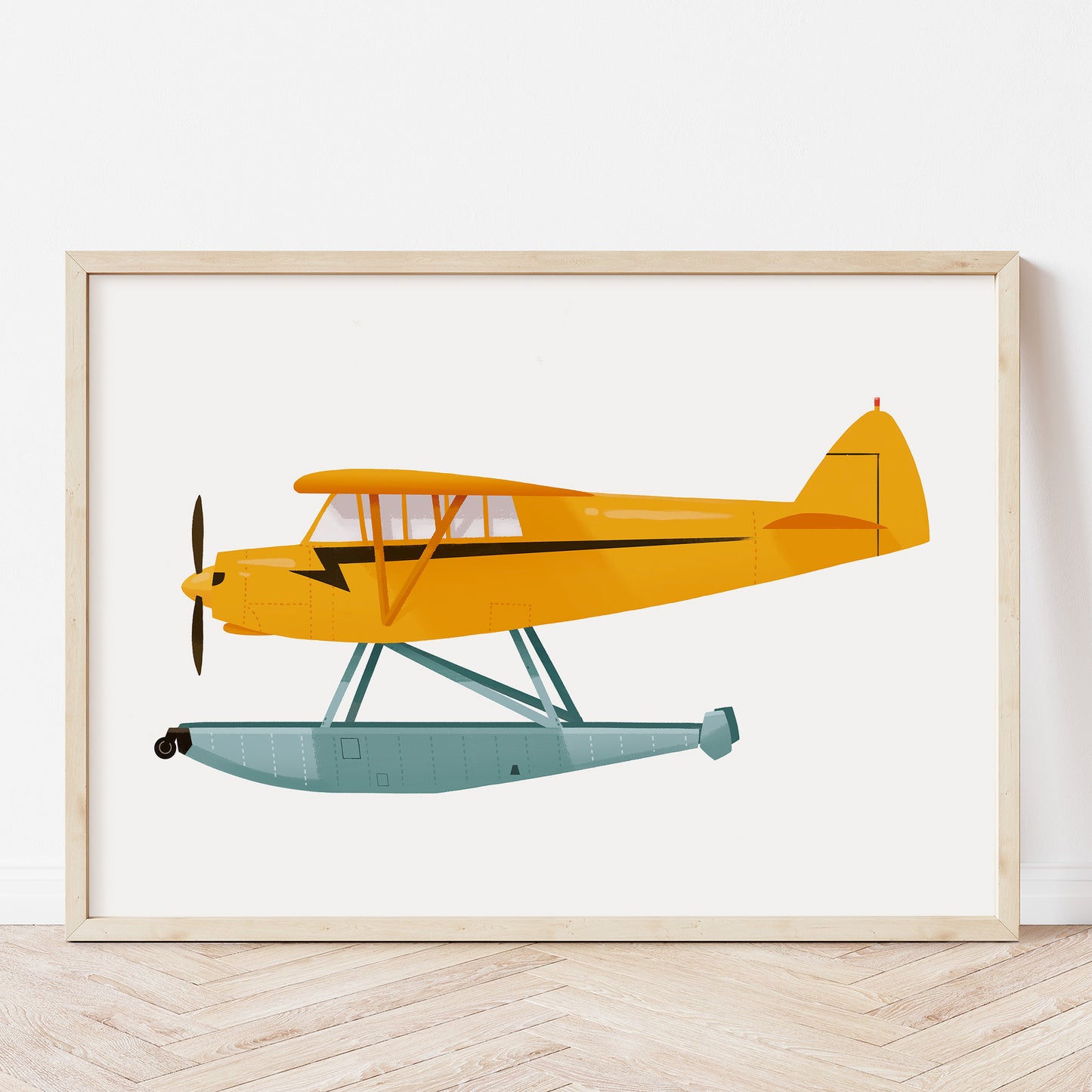 Yellow seaplane nursery print