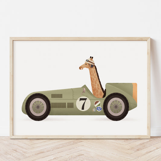 Vintage green racing car