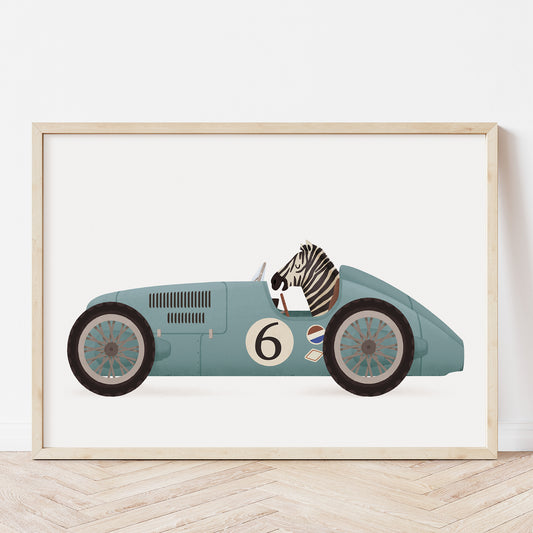 Vintage blue racing car
