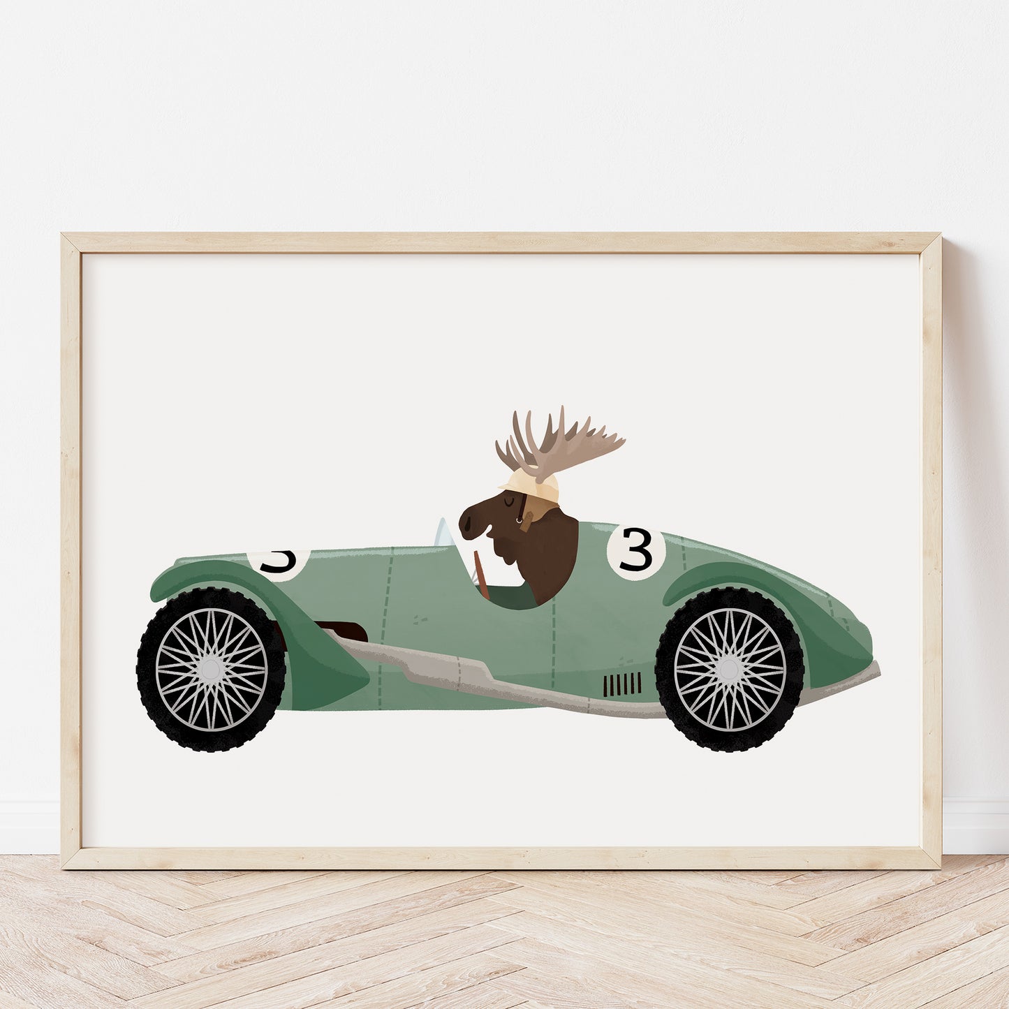 Set of four vintage racing cars prints