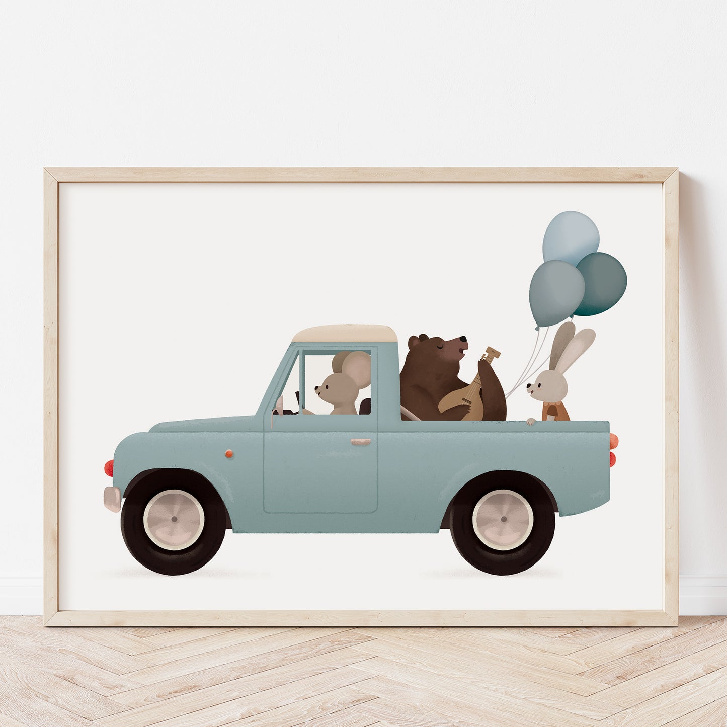 Whimsical animals - Blue pickup print