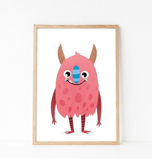 Silly pink monster print