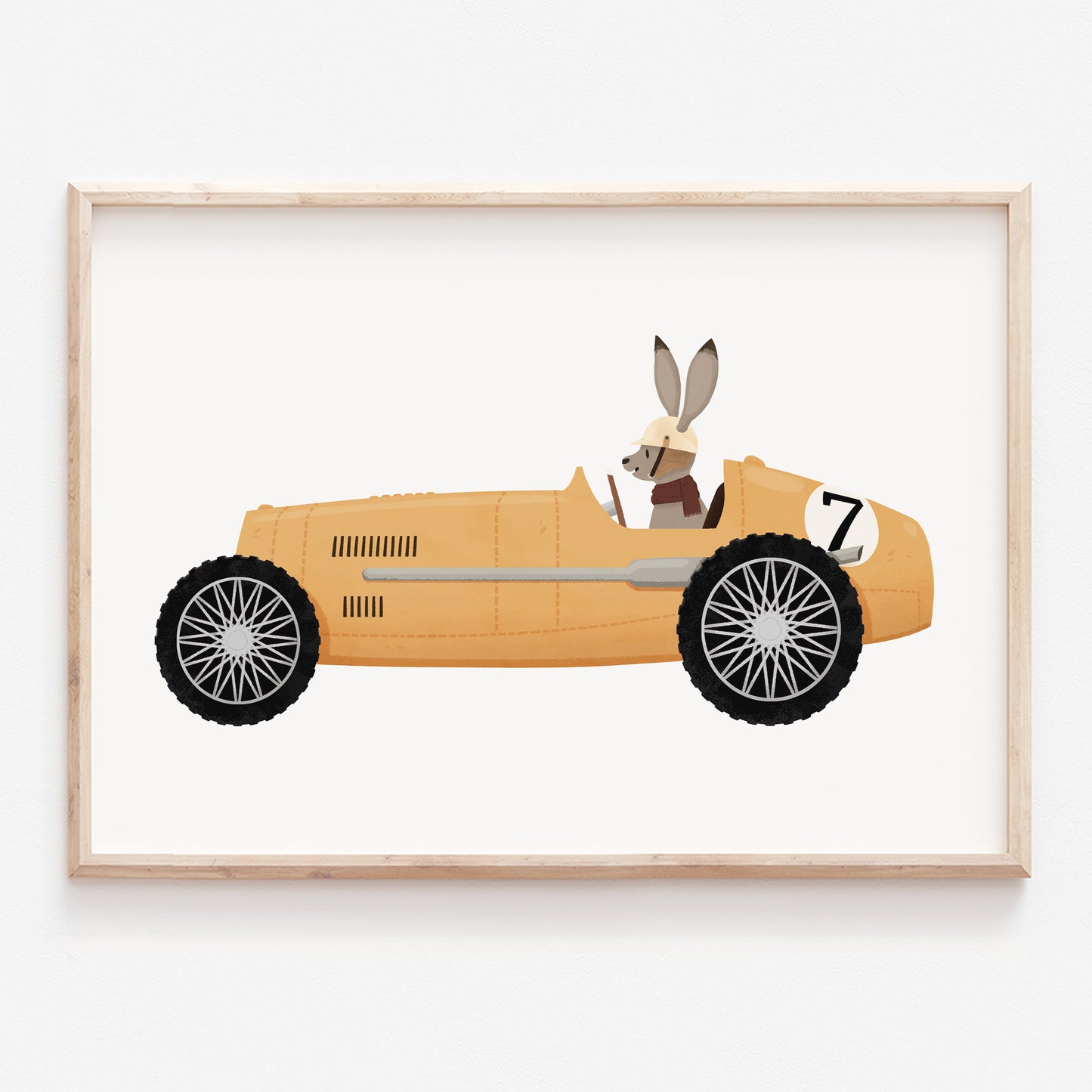 Rabbit driving a vintage racing car
