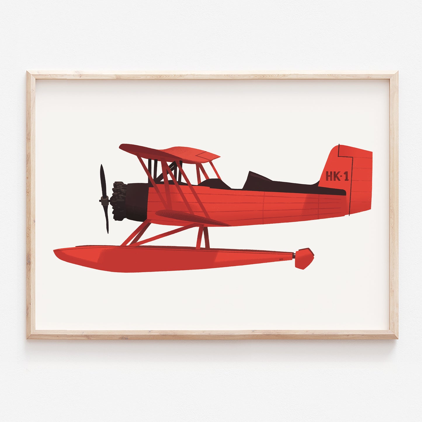 Red seaplane nursery print
