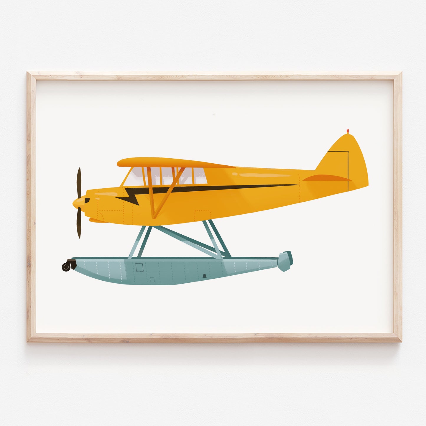 Yellow seaplane nursery print