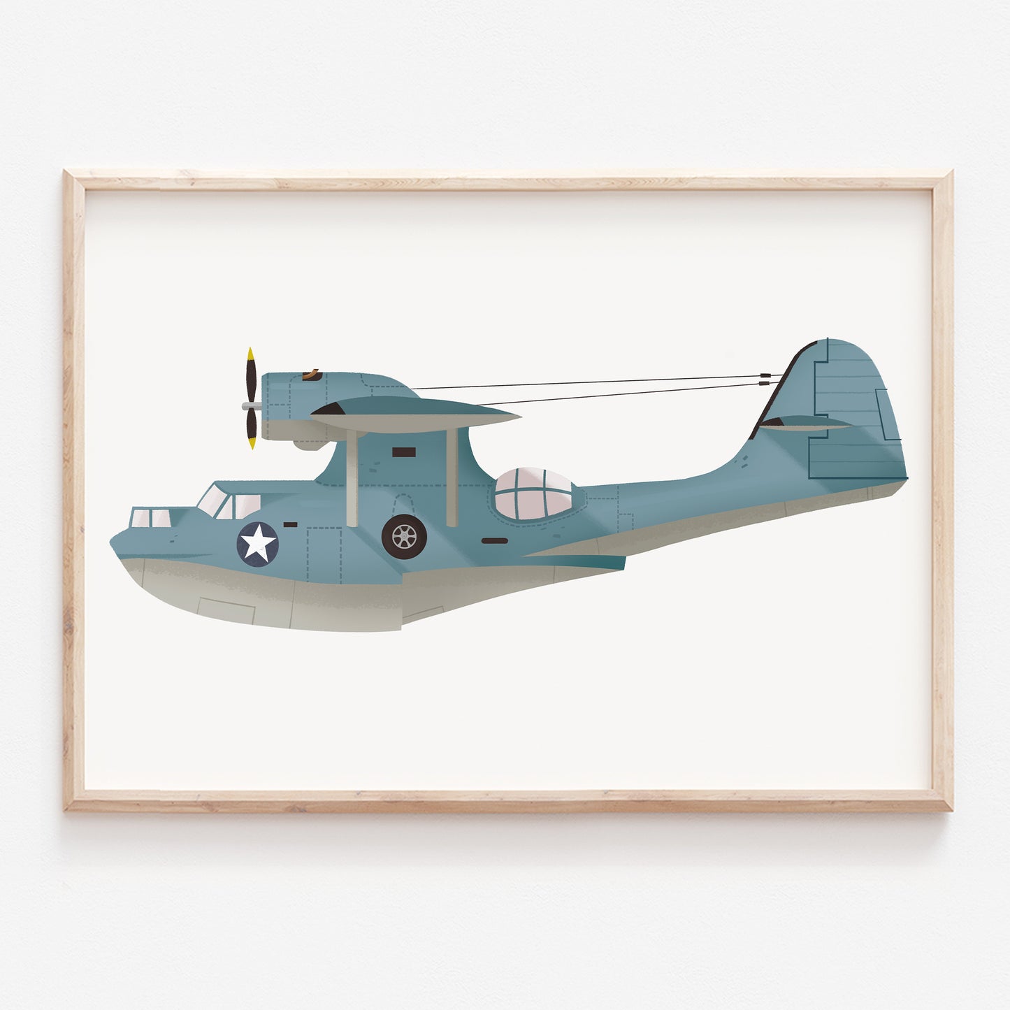Blue vintage seaplane