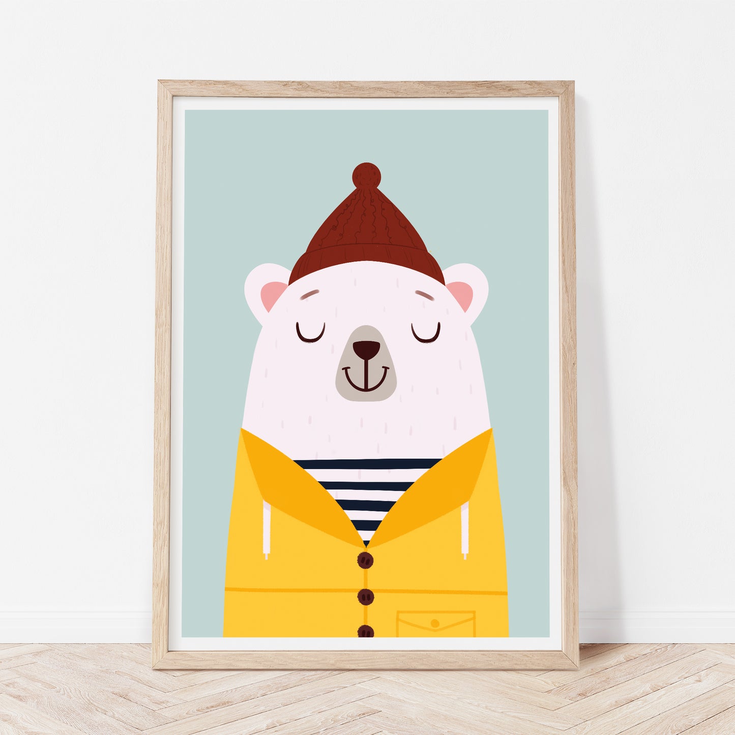 Fisherman bear with red hat print