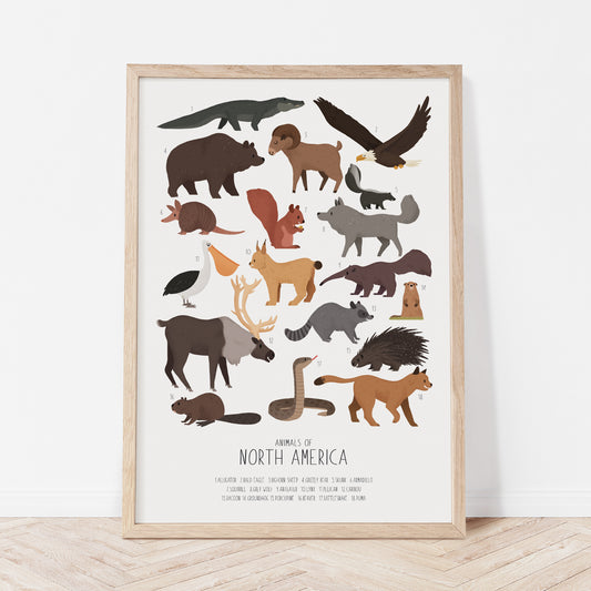 Animals of North America - Nursery print