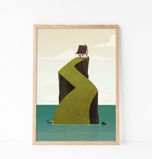 Little house on island print