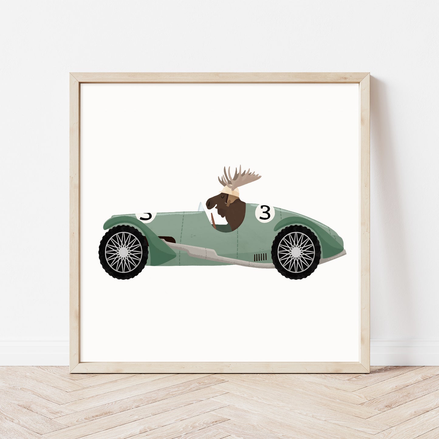 Set of six vintage racing cars prints