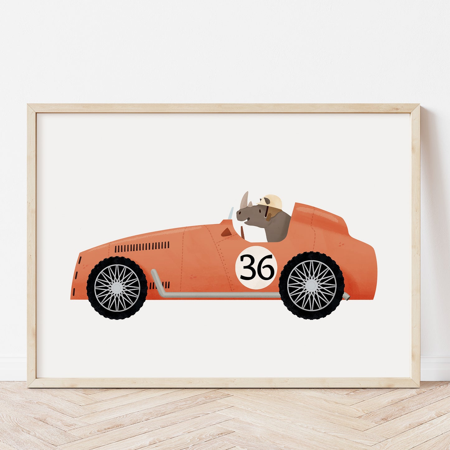 Set of four vintage racing cars prints