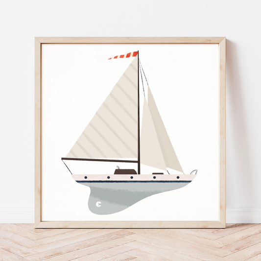 Nautical sailing boat nursery print
