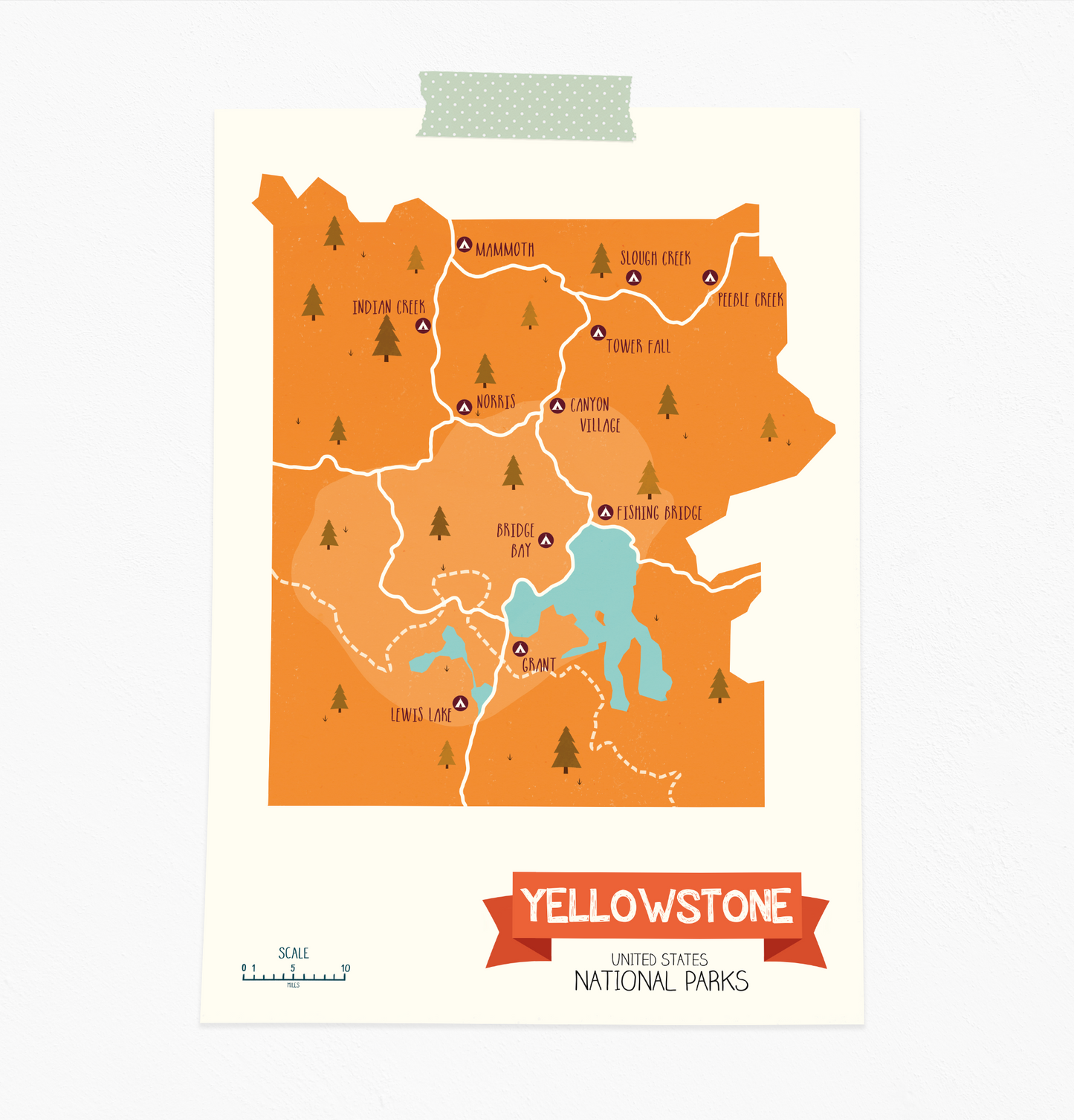 Yellowston natural park print