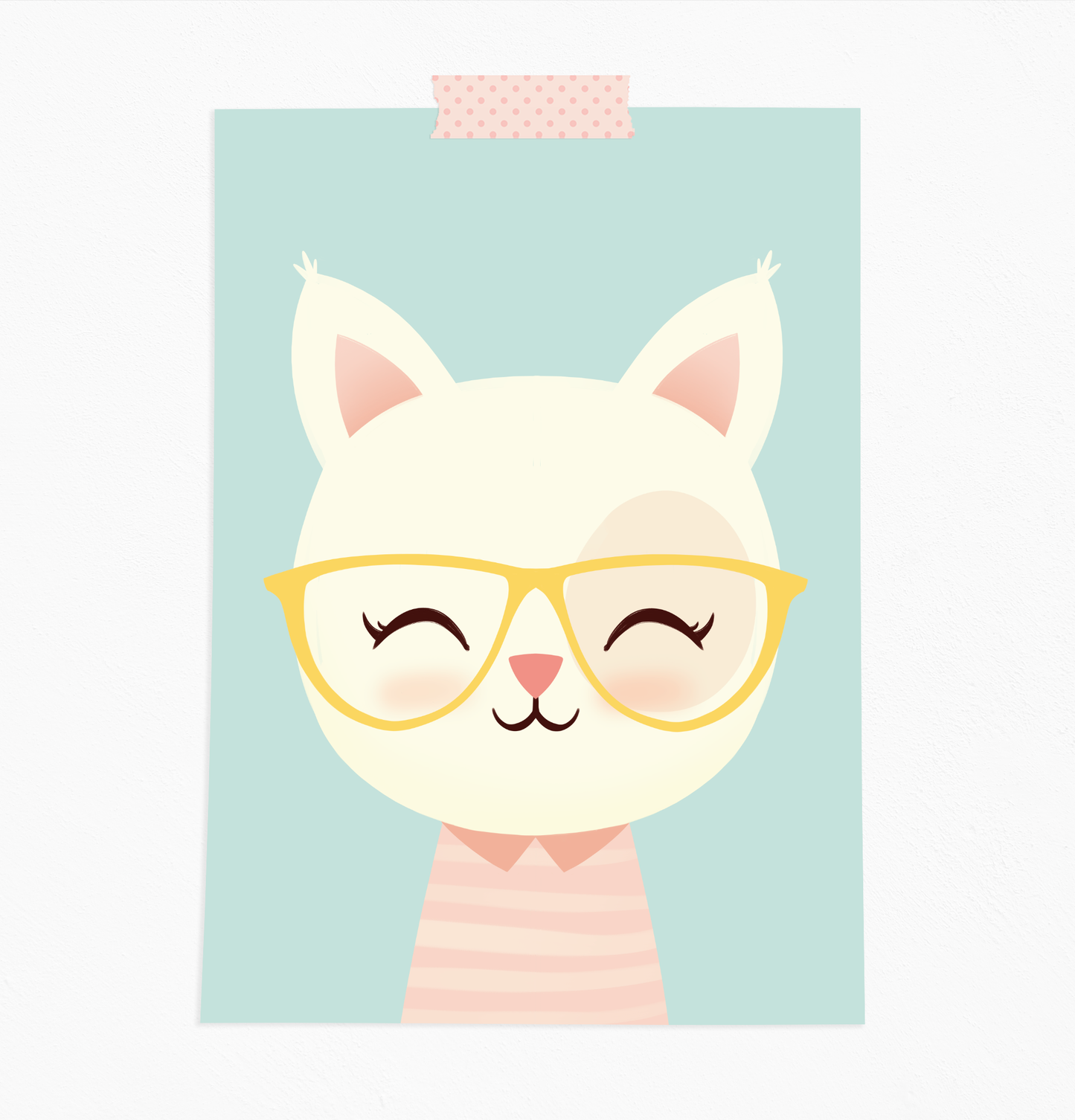 Happy cat with glasses print
