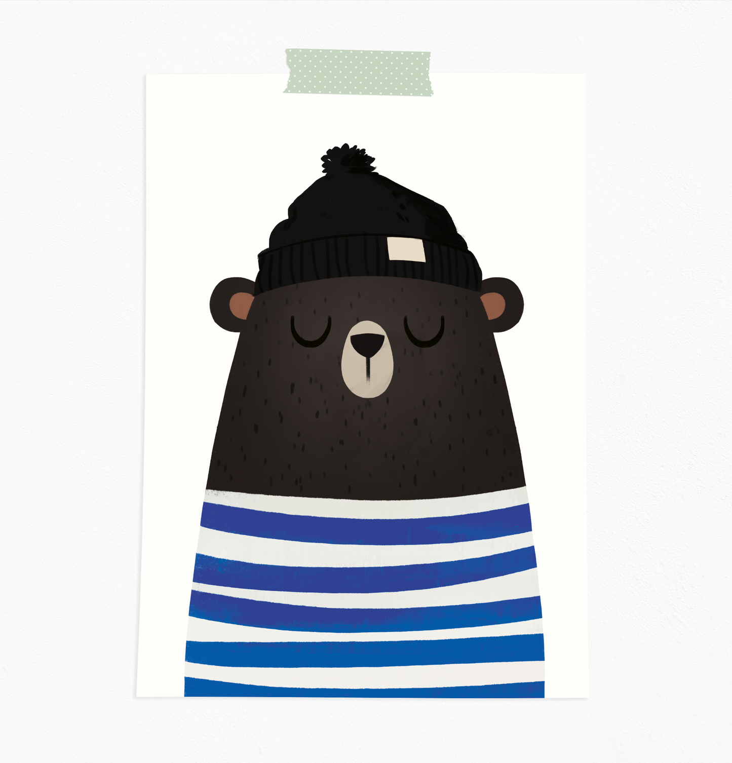 Hipster bear with a hat print